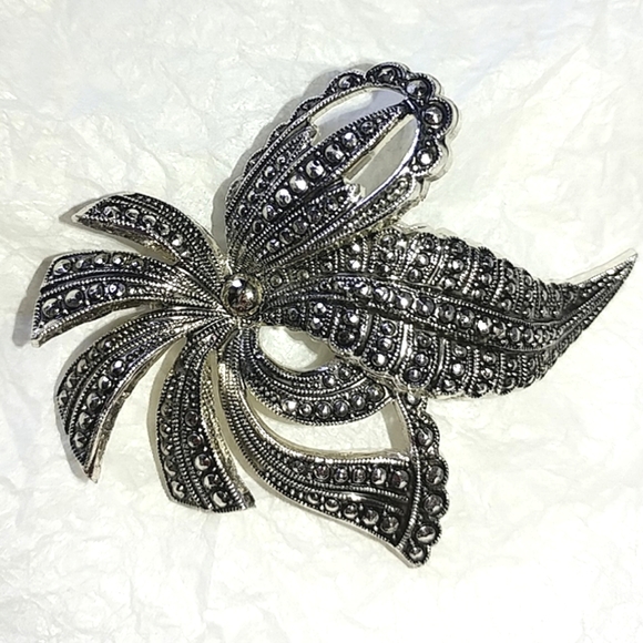 WEST GERMANY ELOXAL ALUMINUM FAUX MARCASITE BROOCH - Picture 8 of 8